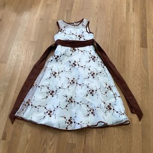 Bonnie Jean Girl’s Brown White Floral Embroidered Formal Sleeveless Maxi Dress